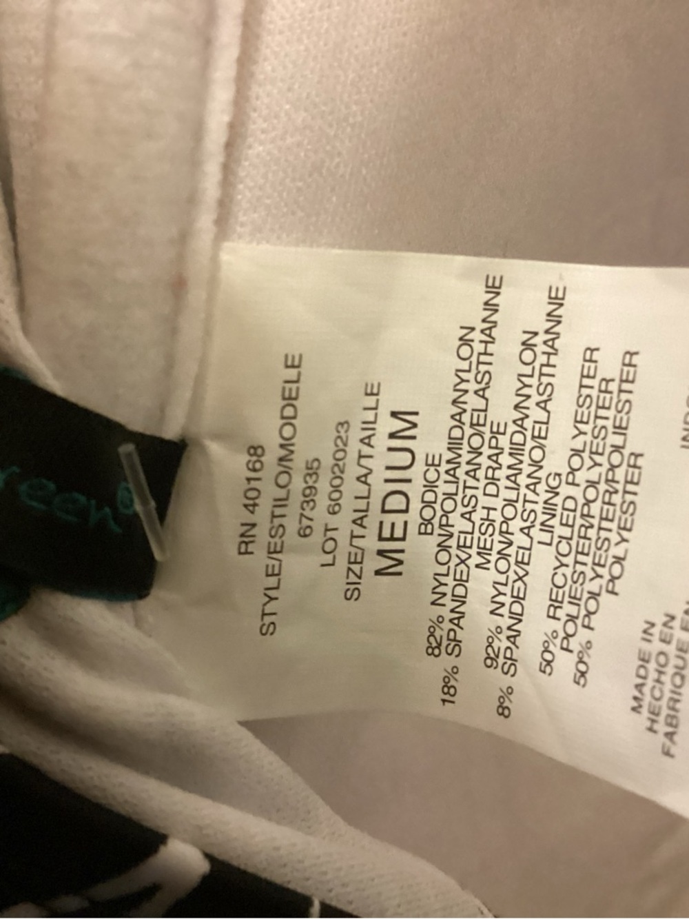 Aqua Green Medium Swim Crop Top Sheer midsection @ 18” long - Picture 5 of 8